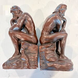 Vintage Marwal Faux Bronze Finished plaster, “The Thinking” Bookends /Art Pieces